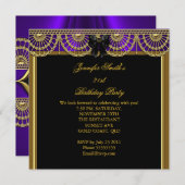 Elegante Geburtstagsparty Lila Black Gold Einladung (Vorne/Hinten)