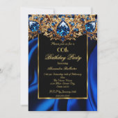 Elegante Geburtstagsparty Silk Royal Blue Juwel Go Einladung (Vorderseite)