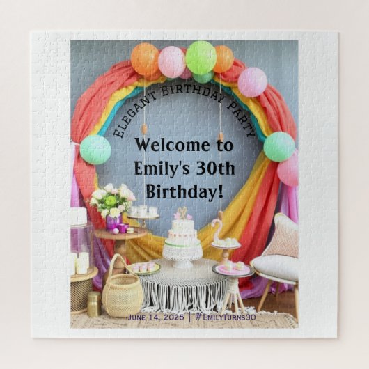 Elegante Geburtstagsparty Willkommen Puzzle (Vertikal)