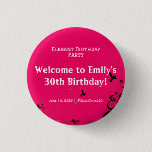 Elegante Geburtstagsparty Willkommensschild Button