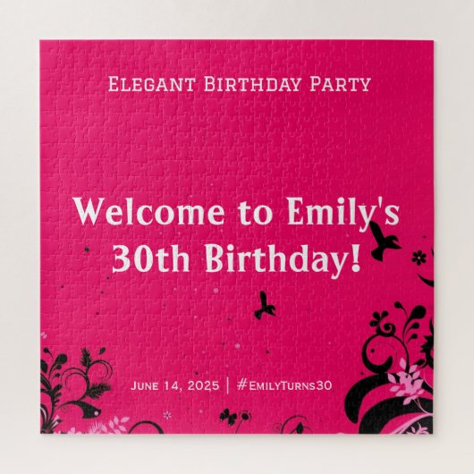 Elegante Geburtstagsparty Willkommensschild Puzzle (Vertikal)