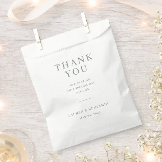 Elegante gedämpfte grüne Dankeskarten Geschenktütchen (Ausgeschnitten)
