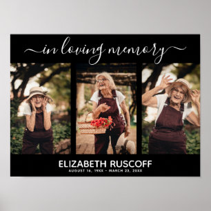Elegante Gedenkfoto-Kollage In Loving Memory Poster