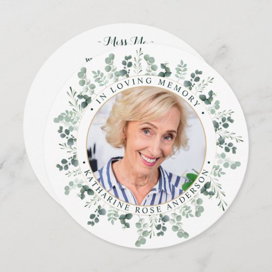 Elegante Gedenkkarte Eukalyptus Beerdigung Feiertagskarte (Vorne/Hinten)