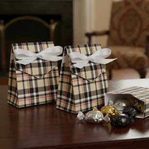 Elegante Gefallen-Boxen mit klassischem Karomuster Geschenkschachtel