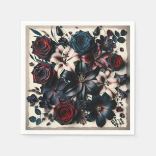 Elegante gefallene gepresste Blumen dunkle Hochzei Serviette