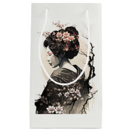 Elegante Geisha mit Kirschblüten -  Kleine Geschenktüte