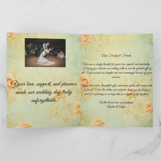 Elegante geklappte Hochzeit Dankeschön-Karte Dankeskarte (Innenseite)