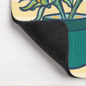 Elegante gelb gestreifte Monogramm-Sonnenblume Mousepad (Ecke)