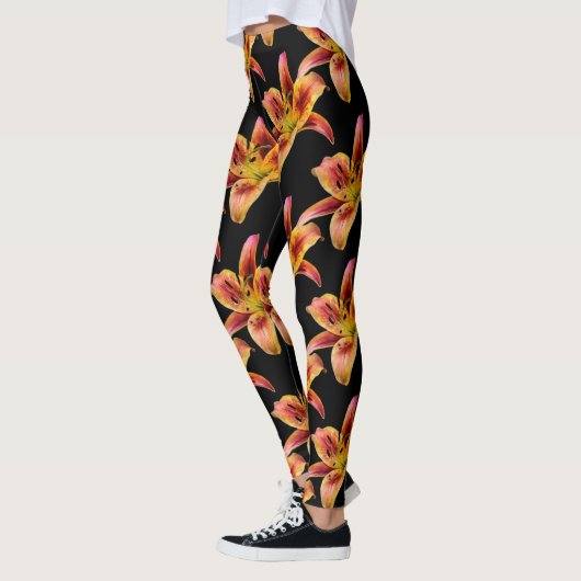 Elegante, gelb rosa Taglilien Leggings (Links)