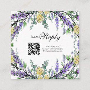 Elegante gelbe Aquarellfarben Rose Lavendel UAWG Q Begleitkarte