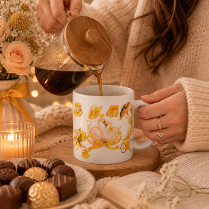 Elegante gelbe Ästhetik-Tasse – Vintage-Blumen & S Kaffeetasse