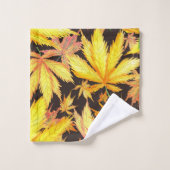 Elegante, gelbe Blätter dekorativ, auffällig Badhandtuch Set (Waschlappen)