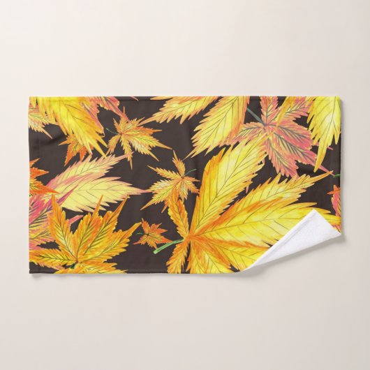 Elegante, gelbe Blätter dekorativ, auffällig Badhandtuch Set (Handtuch)