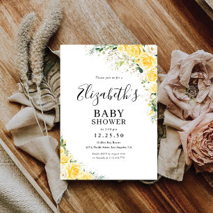 Elegante gelbe Blumen-Baby-Party-Einladung Einladung