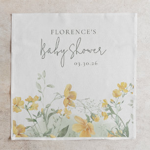 Elegante gelbe Blumen-Baby-Party Serviette