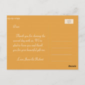 Elegante gelbe Blumen Hochzeit danke Postcard. Postkarte (Rückseite)