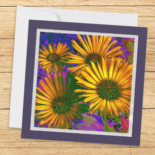 Elegante gelbe Blumen Kunst Blumen Leer Pretty Karte
