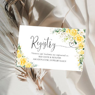 Elegante gelbe Blumen-Registrierungskarte Begleitkarte