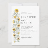 Elegante Gelbe Blumen Sonnenblumen Hochzeit Einladung (Vorderseite)