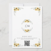 Elegante Gelbe Blumen Sonnenblumen Hochzeit Einladung (Rückseite)