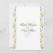 Elegante, gelbe Blumengrün, muslimische Hochzeit Einladung (Rückseite)