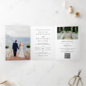 Elegante gelbe Blumenhochzeit in einem QR-Code Dreifach Gefaltete Einladung (Innenseite)