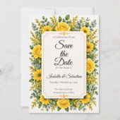 Elegante gelbe Blumenhochzeit Save The Date (Vorderseite)