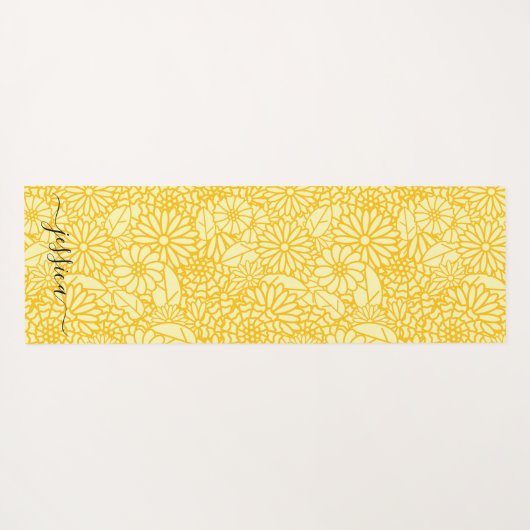 Elegante gelbe Blumenschrift Yoga-Matte Yogamatte (Rückseite (Horizontal))