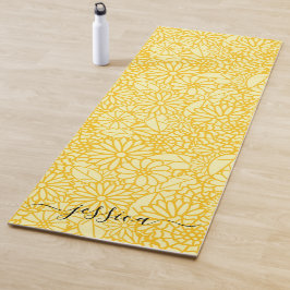 Elegante gelbe Blumenschrift Yoga-Matte Yogamatte