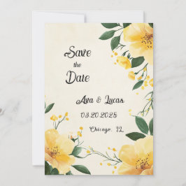 Elegante Gelbe Blütenkarte Save the Date Einladung