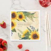 Elegante, gelbe braune Sonnenblumen-Engagement-Par Serviette (Beispiel)
