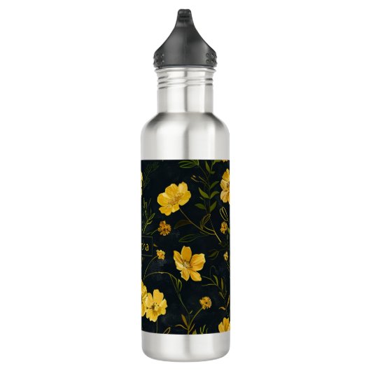 Elegante Gelbe Buttercup-Blume Edelstahlflasche (Rechts)