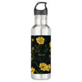 Elegante Gelbe Buttercup-Blume Edelstahlflasche (Vorderseite)