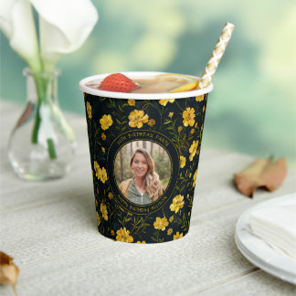 Elegante Gelbe Buttercup Blume Geburtstagsparty Pappbecher