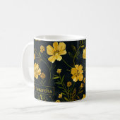 Elegante Gelbe Buttercup-Blume Kaffeetasse (Vorderseite Links)