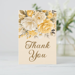 Elegante gelbe Elfenbein-Creme-Blumen-Überraschung Dankeskarte