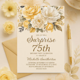 Elegante gelbe Elfenbeinblume Überraschung Einladung