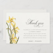 Elegante, gelbe, florale Hochzeit Dankeskarte (Vorne/Hinten)