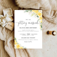 Elegante gelbe florale Hochzeitseinladung
