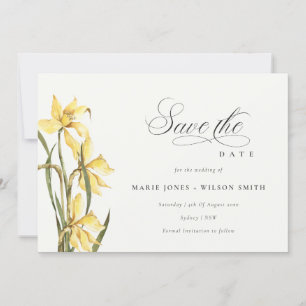 Elegante, gelbe, florale Save the Date Dankeskarte