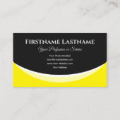 Elegante gelbe Formen auf schwarzem Monogramm-3D-E Visitenkarte (Rückseite)