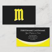 Elegante gelbe Formen auf schwarzem Monogramm-3D-E Visitenkarte (Vorne/Hinten)