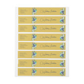 Elegante, gelbe goldene Marmorrosen und weiße Rose Rundum-Adressaufkleber (Bogen)