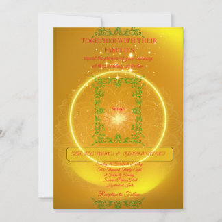 Elegante gelbe Hochzeitseinladung mit goldenen Fun Einladung