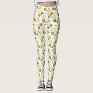 Elegante gelbe Hortensien-Blüten-Schmetterlinge-Mu Leggings