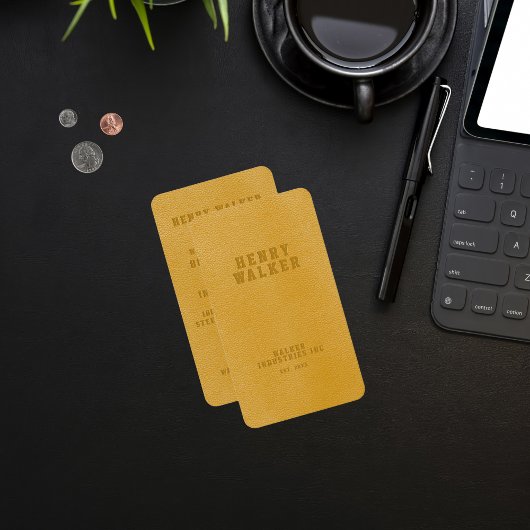 Elegante Gelbe Imitate Vegane Leder-Visitenkarte Visitenkarte