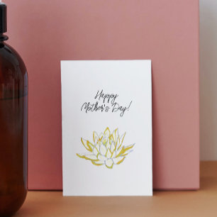 Elegante gelbe Lotus-Aquarell-Muttertag Feiertagskarte