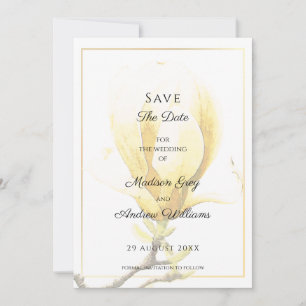 Elegante gelbe Magnolie - Save the Date Einladung