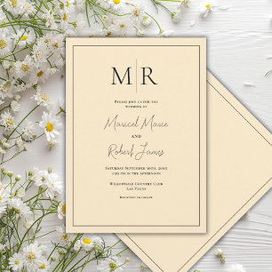 Elegante gelbe Monogramm-Moderne Hochzeit Einladung